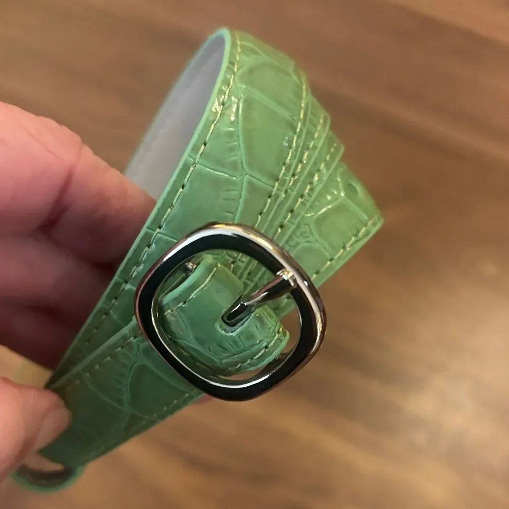Banana Republic Green Crocodile-Patterned Belt - M